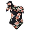 Hilor Women's One Piece Swimsuits One Shoulder Asymmetric Swimwear Ruffled