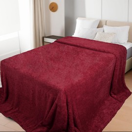California King Size Blanket, Big Soft 120x120 Inches, Giant Fleece Fits Whole Family & Outdoor for Bed, Sofa, Couch, Camping (Burgundy, 120"x120")