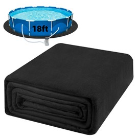 Tacsal 18FT Pool Liner Pad, 18 Foot Round Pool Pads for Above Ground Pool, Pre-Cut Heavy Duty Outdoor Black Swimming Pool Liners for Padding, Thick Pool Mats to Prevent Punctures