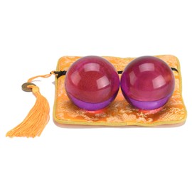 BRABUD 1.77'' Crystal Handballs Purple Transparent Color Chinese Health Exercise Massage Balls Stress Relieve Desk Decor Collectible Gift with Bag TQGJBS612