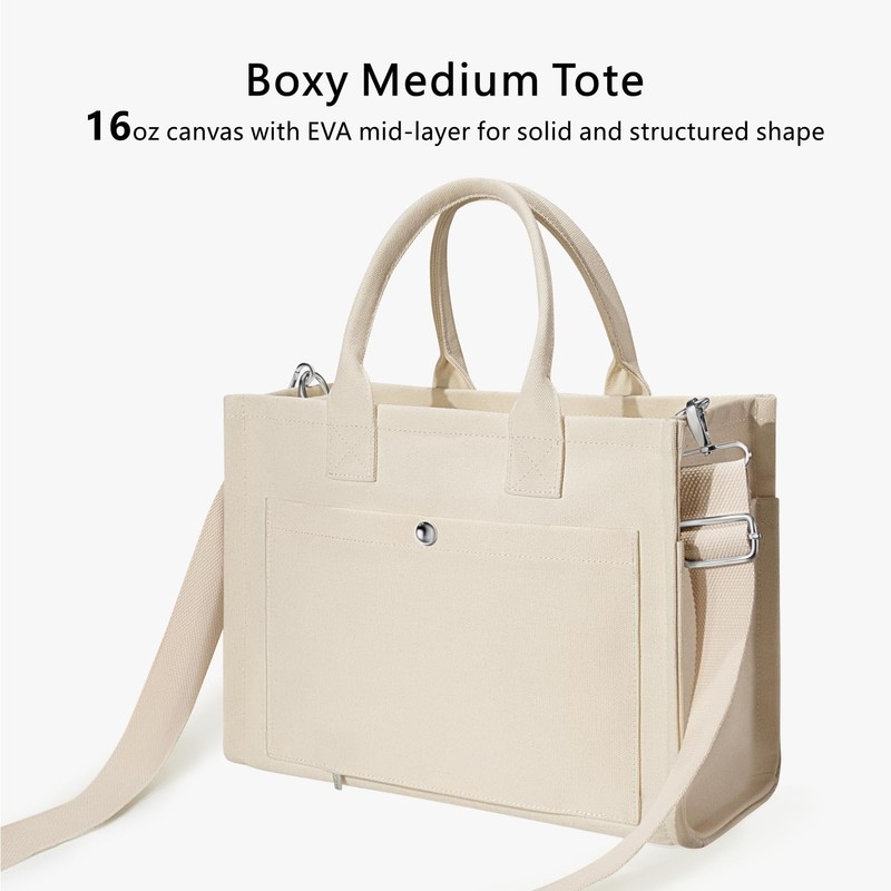 TOPDesign Heavy-Duty Canvas Tote Bag for Women, Adjustable Crossbody/Shoulder Handbag
