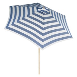 Tempera 9ft Striped Patio Umbrellas Outdoor Umbrellas with Crank & Pust Button Tilt, Wood Color Pole, High Color-Fastness Canopy | Best for Deck, Balcony, Garden, Lawn & Pool