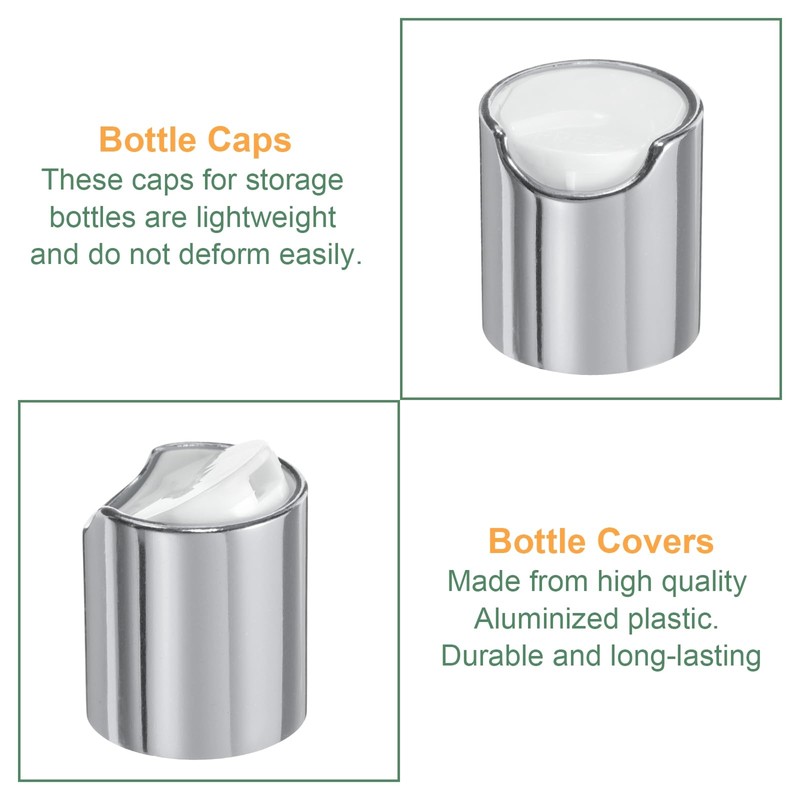 sourcing map 12pcs Aluminized Plastic Disc Top Caps, 20/410 Replacement