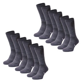 Merino.tech Merino Wool Socks for Women And Men - Merino Wool Hiking Socks Crew Style (Charcoal Grey pack of 6, 4-8)