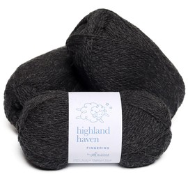 Highland Haven - 100% Highland Wool Yarn Set of 3 Skeins (150 Grams) Fingering Weight - Sourced Directly from Peru - Heavenly Soft and Perfect for Knitting and Crocheting (Fingering, Charcoal Gray)