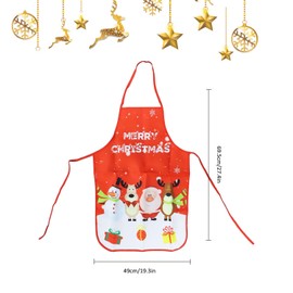 CHEERYMAGIC Christmas Apron, Christmas Cartoon Kitchen Apron for Xmas Party Chef Cooking, Adult Pinafore with Santa Snowman Elk Pattern for Restaurant Baking BBQ A9HSSDWQ (Red)