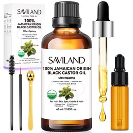 SAVILAND SAVILAND Jamaican Black Castor Oil Organic Cold Pressed Unrefined: 100% Pure and Natural Castor Oil for Hair Growth Eyebrows Face Skin Care Cuticle Nourish Massager Tools Home Care 60ML