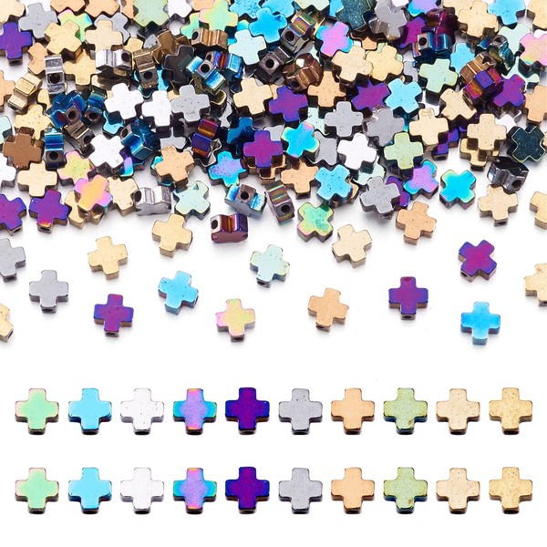 PandaHall 200pcs Non-Magnetic Hematite Beads Cross Beads 3mm Mini Crucifix
