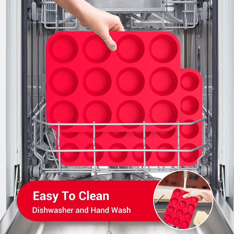 Redfly 3 Pack Silicone Muffin Pan & Cupcake Pans for