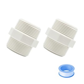 HayEastdor 2PCS 1-1/2" PVC Pipe Fittings Nipple G1-1/2 X G1-1/2 Male to Male Thread Coupling Adapter Connector HE023-1-1/2
