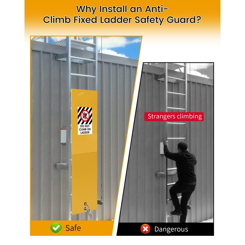 Anti-Climb Fixed Ladder Safety Guard, for Ladder Rungs 16" and
