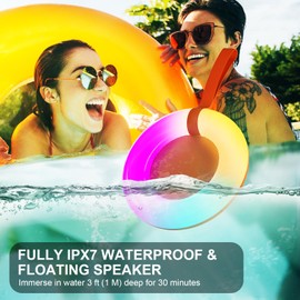 Xinborry Bluetooth Shower Speaker,IPX7 Waterproof Speaker with Dynamic LED Light,Portable Bluetooth Speakers,Floating, True Wireless Stereo for Outdoor/Pool/Beach,BT5.3/TF-Card,Ideal Gifts(Orange)