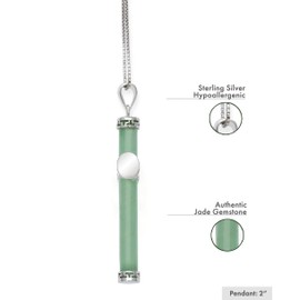 Belacqua Sterling Silver Natural Jade Cross Necklace Pendant Charm, 18" (Cross 1)