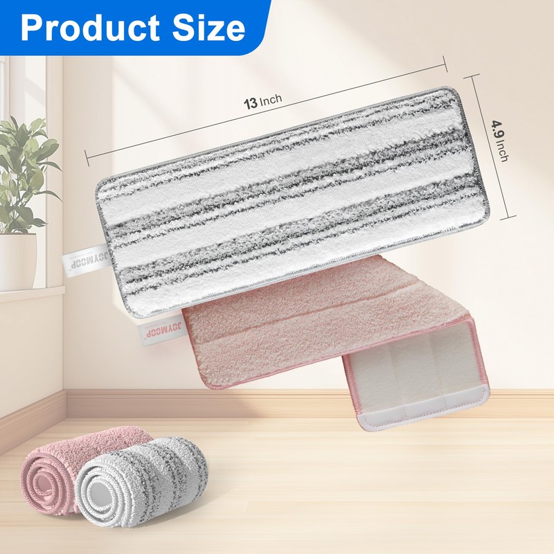 JOYMOOP Mop Replacement Pads, Reusable Microfiber Mop Pads for 13-inch
