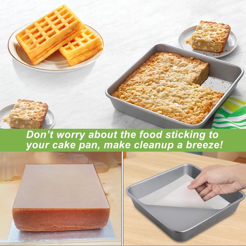 BYKITCHEN 8x8 Inch Non Stick Parchment Paper Sheet Squares for