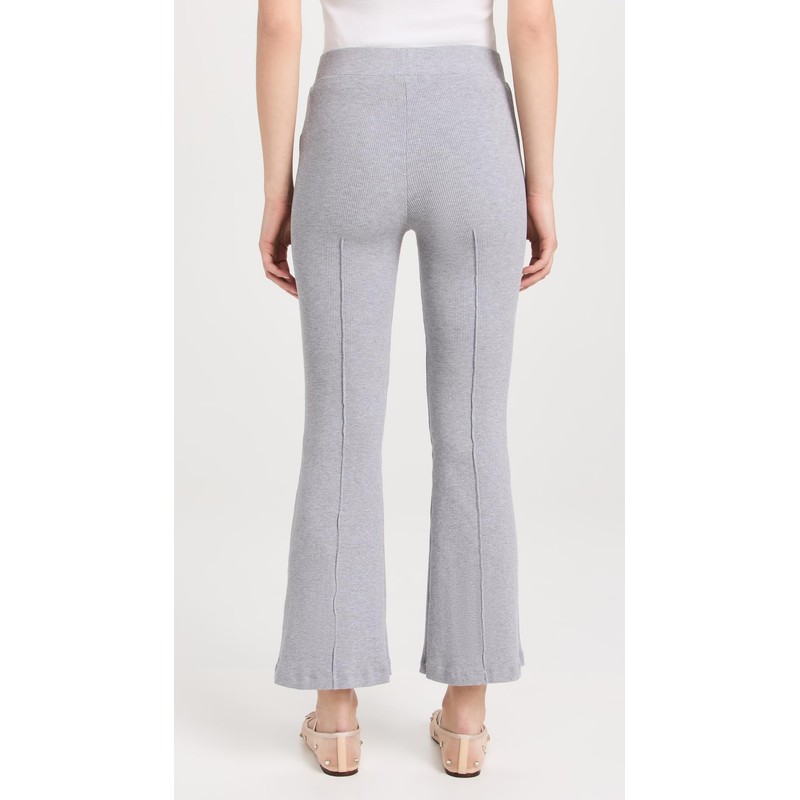 DONNI. Women's Rib Kick Flare Trousers, Heather Grey, XXL