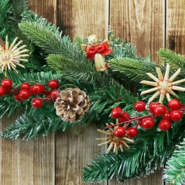 Com-four® Straw Star Christmas Tree Decoration, Straw Pendant for Christmas Tree, Natural Christmas Tree Decoration