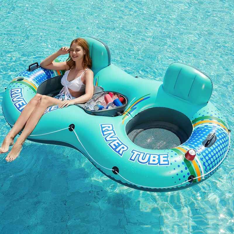 Jasonwell Heavy Duty 2 Person Inflatable River/Pool Tube Float with