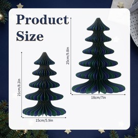 Fenyluxe 2 Pcs Paper Christmas Trees Neutral Christmas Decor Small Christmas Tree Honeycomb Foldable 3D Christmas Tree Set Christmas Table Decoration Christmas Indoor Decor for Home Mantel (Vintage)
