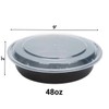VeZee 48oz Disposable Black Meal Prep/Bento Box with Clear Dome