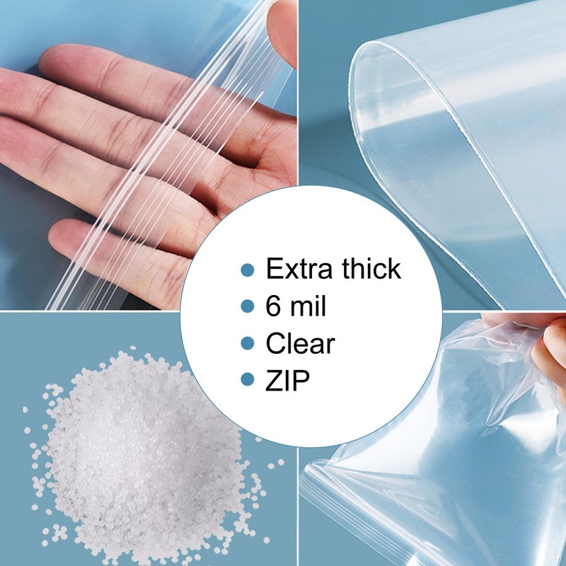DONCIDAY Extra Long Zip Bags (50-Pack), 6 mil Clear Reclosable