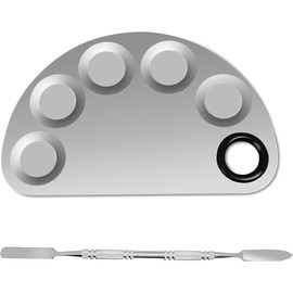 Makeup Mixing Palette, 6x4inch Stainless Steel Cosmetic Artist Blending Palette Nail-art Color Mixing Palette for Mixing Foundation