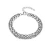 Layered Silver Bracelet for Men Boys,316L Stainless Steel Cuban Link