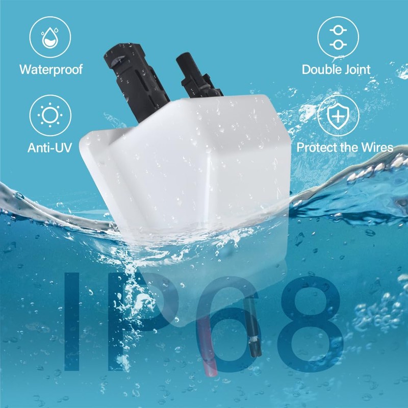 JianHan Solar Weatherproof ABS Double Cable Entry Gland 0.33ft 10AWG