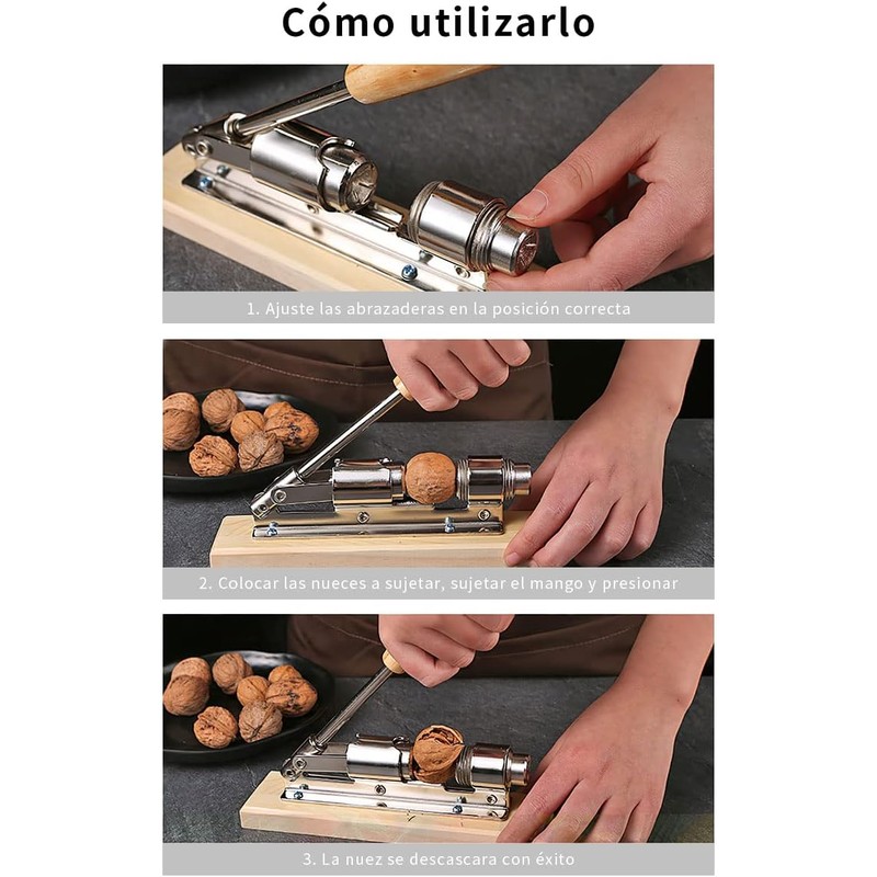 Cascanueces Mecánico para todas las nueces,Herramienta ajustable para nueces, avellanas,Quebrador