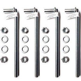 Lot - 4 J Bolt 3/4" X 12" Long Zinc Plated 8 Washers 8 Nuts - Up to 8" Posts Heavy Duty for Driveway Gate Hinge Chainlink