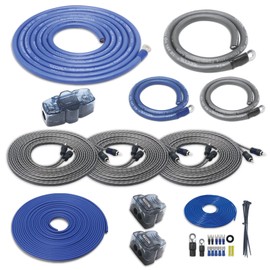 Recoil RCK0D True 0 Gauge Car Audio Dual Amplifiers CCA Wiring Installation Kits with OFC RCA Cable