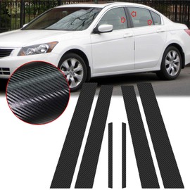 x xotic tech Pillar Post Side Door Window Cover Trim Pre-Cut Decal, Compatible with Honda Accord Sedan 8th Gen 2008-2012 (Carbon Vinyl)