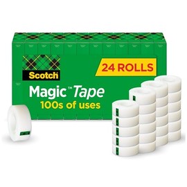 Scotch Cinta Mgica, Invisible, Repara Tarjetas de Navidad y sala como Suministros de Papel de Regalo Navideo para Navidad, 24 Rollos de Cinta         
