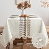 MIULEE Linen Tablecloth 100 x 140 cm Beige Leaves Linen
