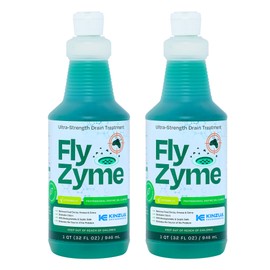Kinzua Environmental Fly-Zyme, Highly Concentrated Enzyme Drain Cleaner for Pipes & Fruit Flies, Citronella Scented Organic Waste Degrader & Odor Neutralizer, 32 fl oz, Pack of 2