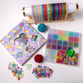 nikkiGuo Acrylic Linking Rings,500 PCS 24Color Oval Quick Link，Connector Rings Kit Transparent, Opaque, Candy & Glow in The Dark Beads Lobster Claw Clasps, DIY Necklace, Mask and Glasses Chains