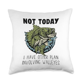 Best Walleye Fishing Gear Gifts For Beginners Kit Not Today Lures Zander Hooks Expert Walleye Fishing Throw Pillow, 18x18, Multicolor