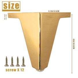 FENGFU 4IN Gold Furniture Legs,4 Pack Modern Triangle Furniture Replacement Legs Metal Table Legs for for Table Cabinet, Chair, Dresser,Armchair,Verified Lab Test Supports +1600 Pounds