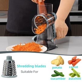 GYH&GXR Rotary Cheese Grater with Handle Vegetable Cheese Shredder Slicer Grater for Kitchen 3 Changeable Blades for Cheese Potato Zucchini Nuts Chocolate.