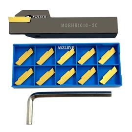 ASZLBYM Soporte para herramientas de ranura de torno MGEHR1616-3 con 11 piezas MGMN300-M inserciones de carburo indexables