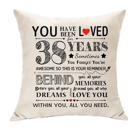 Hasodeo Gifts for 38 Years Old Women Men 38th Birthday Decoration Cushion Cover for 38th Mum Auntie Sister Brother Friend Teacher Colleague Birthday Present Reminder Gifts (38)