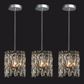 NISIDUN Modern K9 Crystal Pendant Lights Kitchen Island Set of 3,Chrome Chandeliers for Dining Room Light Fixtures Over Table,Hanging Lighting for Kitchen Island Entryway Bathroom BedHead Bedroom