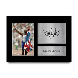 HWC Trading A4 Linford Christie Gifts Printed Signed Autograph Picture for Athletics Sport Memorabilia Fans