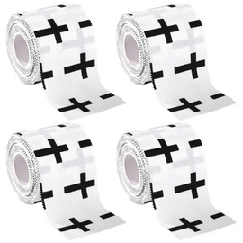 4pcs Cross Wrist Tape, 2in x 23ft Cotton Cloth Breathable Athlete Tape Faith Religious Sports Wristbands for Baseball Soccer Gymnastics