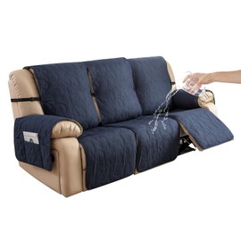 Genina couch covers for 3 cushion 100% Waterproof couch sofa reclining sofa covers 3 seat couch covers for reclining couches Furniture Protector for dog (Navy Blue, 3 Seater)