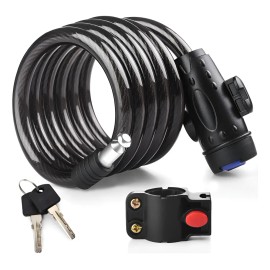 Candado Cable Cadena Seguridad Para Bici O Moto 1.1m Y Llave Negro-cand. Cable Acero Llave Bici