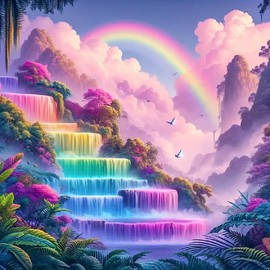 BOHADIY Rainbow Waterfall 5D Diamond Painting Kits for Adults Beginners,DIY Diamond Art Kit Full Round Drill,Paint by Diamonds Dot Gem Arts and Crafts Crystal Sets,Home Wall Decor 12x12inch