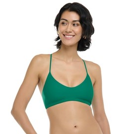 Body Glove Women's Standard Smoothies Ruth Solid Fixed Triangle Bikini Top Swimsuit with Adjustable Tie Back Detail, Viridian Green