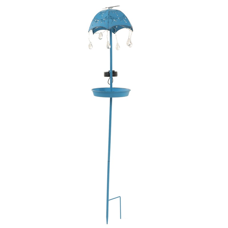Solar Bird Feeder LED Floor Lamp with Feeding Tray Umbrella