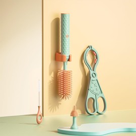 Fishlead Juego de Cepillos Eléctricos para Limpiar Biberones, Cepillos de Limpieza para Biberón Multifunción, Cepillo de Botella de Silicona Impermeable, 360° Giratorias Cerdas de Silicona, Verde (C)